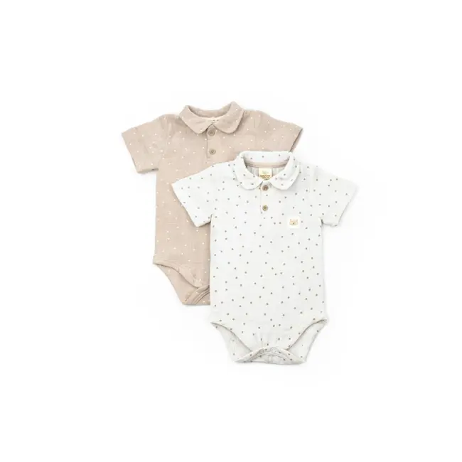 Set 2 body-uri cu guler TeddyBear, BabyCosy, 100% bumbac (Marime: 6-9 luni) JEMBC-CSYM7100-6