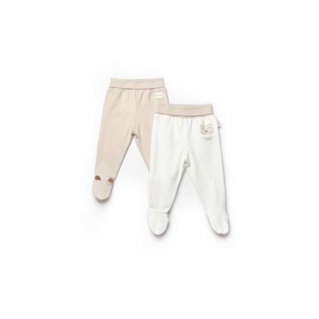 Set 2 pantaloni cu botosei bebe TeddyBear, BabyCosy, 100% bumbac organic (Marime: 3-6 Luni) JEMBC-CSY8104-3