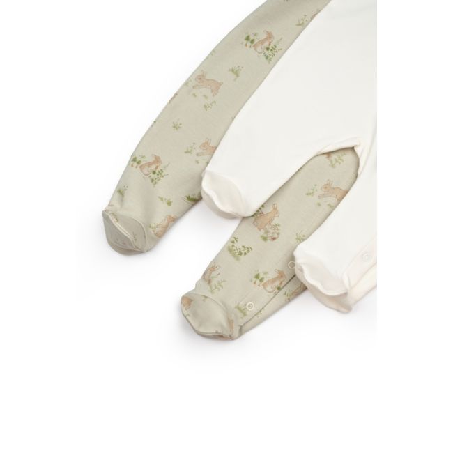 Set 2 salopete Rabbit, 100%bumbac organic, BabyCosy (Marime: 3-6 Luni) JEMBC-CSY5820-3
