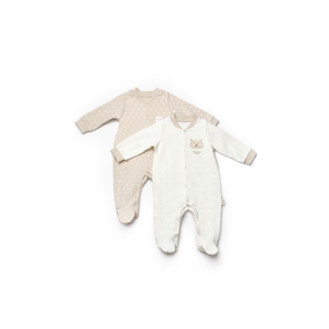 Set 2 salopete TeddyBear, 100%bumbac organic, BabyCosy (Marime: 3-6 Luni) JEMBC-CSY8107-3