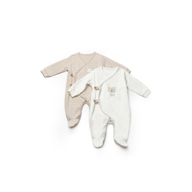 Set 2 salopete petrecute TeddyBear, 100%bumbac organic, BabyCosy (Marime: 6-9 luni) JEMBC-CSY8108-6