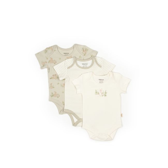Set 3 body Rabbit, BabyCosy, 100% bumbac (Marime: 0-3 Luni) JEMBC-CSY5764-0