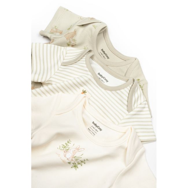 Set 3 body Rabbit, BabyCosy, 100% bumbac (Marime: 0-3 Luni) JEMBC-CSY5764-0