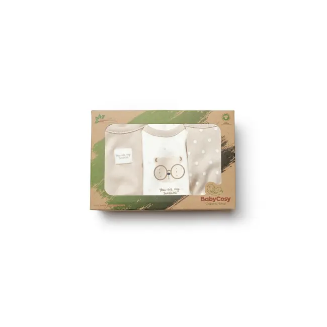 Set 3 body TeddyBear, BabyCosy, 100% bumbac (Marime: 3-6 Luni) JEMBC-CSY8121-3