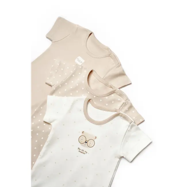 Set 3 body TeddyBear, BabyCosy, 100% bumbac (Marime: 3-6 Luni) JEMBC-CSY8121-3