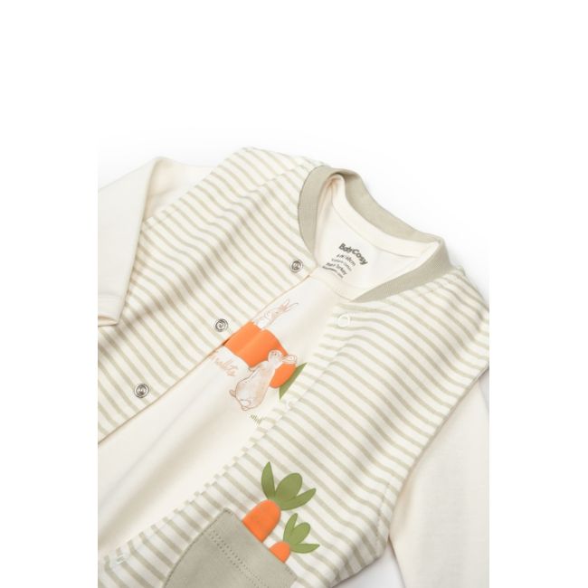 Set 3 piese: body, pantalon si vesta Rabbit, 100% bumbac organic, BabyCosy (Marime: 3-6 Luni) JEMBC-CSY2018-3