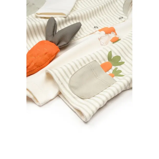Set 3 piese: body, pantalon si vesta Rabbit, 100% bumbac organic, BabyCosy (Marime: 9-12 luni) JEMBC-CSY2018-9