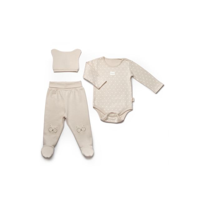 Set 3 piese: body, pantaloni si caciulita TeddyBear, BabyCosy, 100% bumbac (Marime: 6-9 luni) JEMBC-CSY8113-6