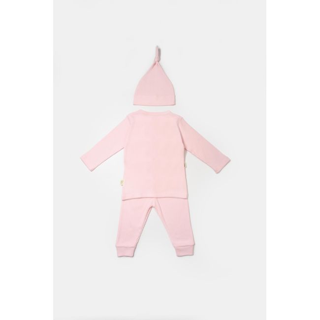 Set 3 piese:bluza, pantaloni si caciulita Bamboo, roz, BabyCosy, 50% bumbac+50%bambus (Marime: 18-24 Luni) JEMBC-CSYB9001-18