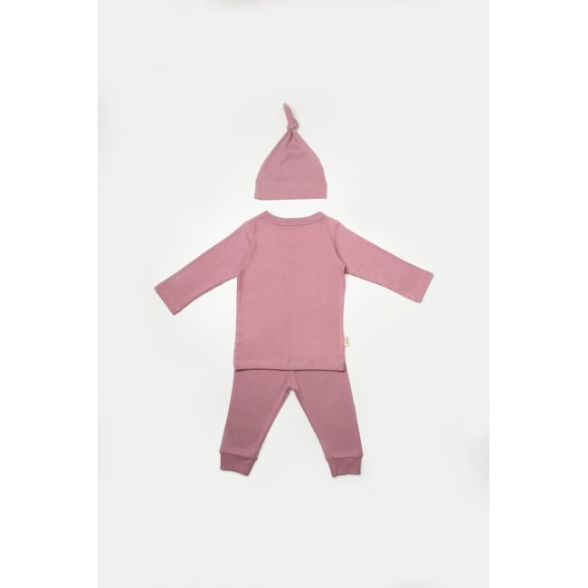 Set 3 piese:bluza, pantaloni si caciulita Bamboo, roz inchis, BabyCosy, 50% bumbac+50%bambus (Marime: 3-6 Luni) JEMBC-CSYB9000-3