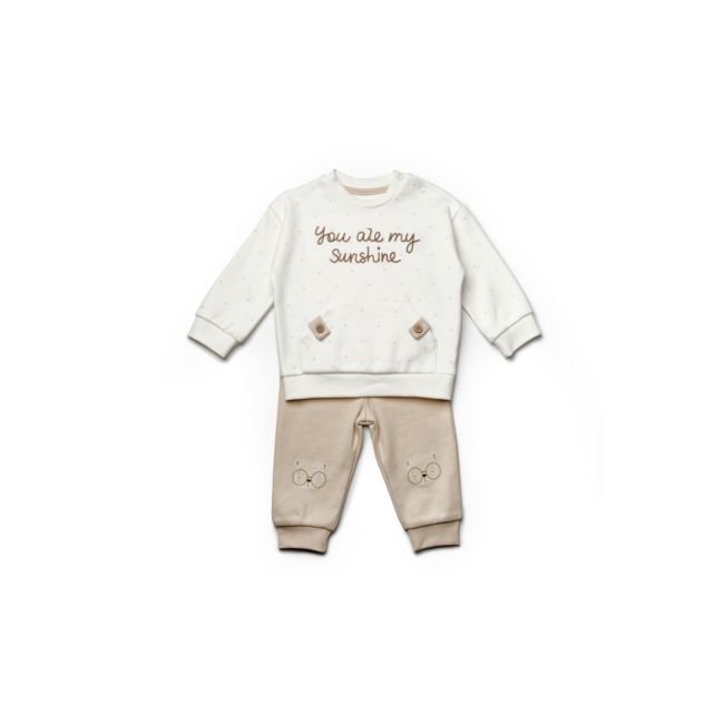 Set bluzita si pantaloni TeddyBear, 100%bumbac organic, BabyCosy (Marime: 12-18 Luni) JEMBC-CSY8112-12
