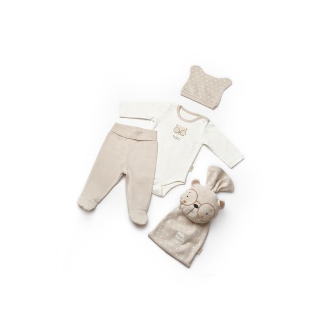 Set cadou nou nascut 5 piese, TeddyBear, BabyCosy, marime 0-3 luni JEMBC-CSY8134
