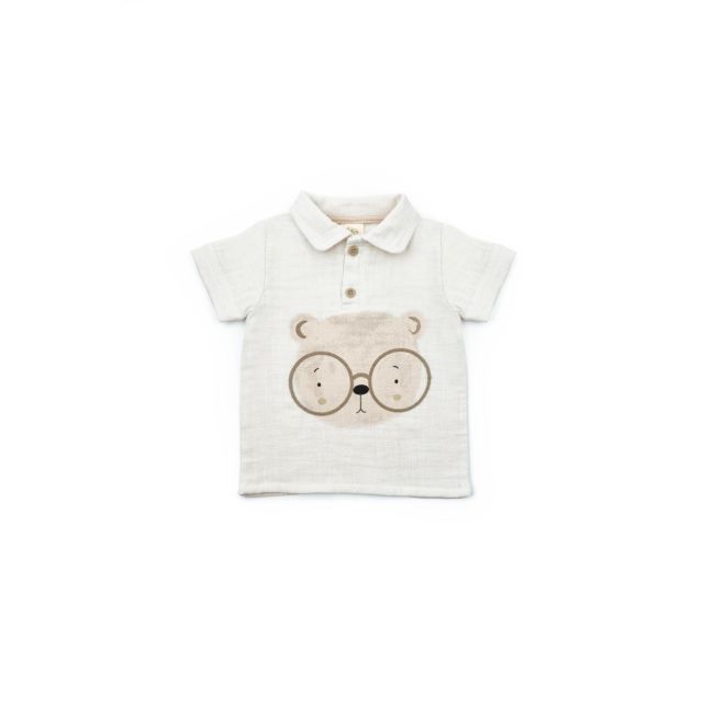 Set tricou, salopeta si sapca TeddyBear, 100% bumbac organic, BabyCosy (Marime: 18-24 Luni) JEMBC-CSYM7102-18