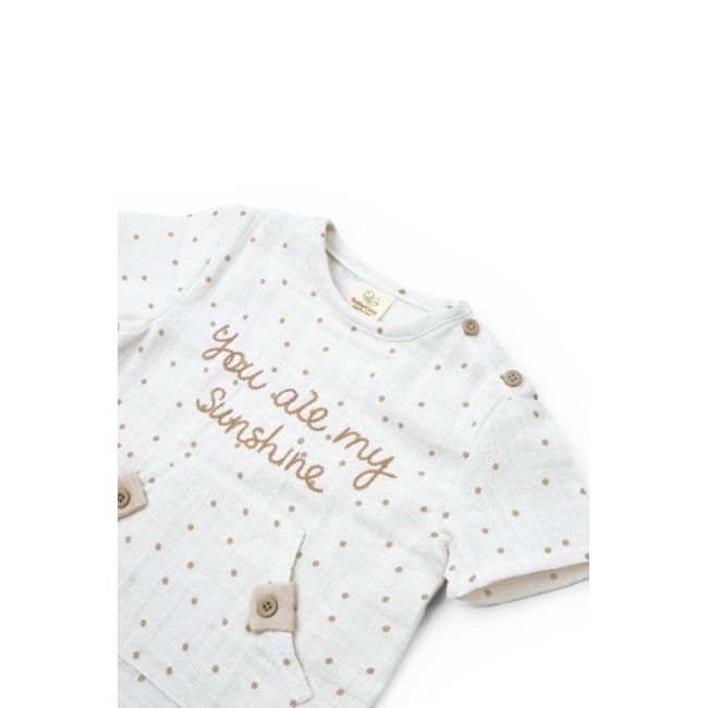 Set tricou cu pantaloni scurti TeddyBear, 100% bumbac organic, BabyCosy (Marime: 3-6 Luni) JEMBC-CSYM7101-3
