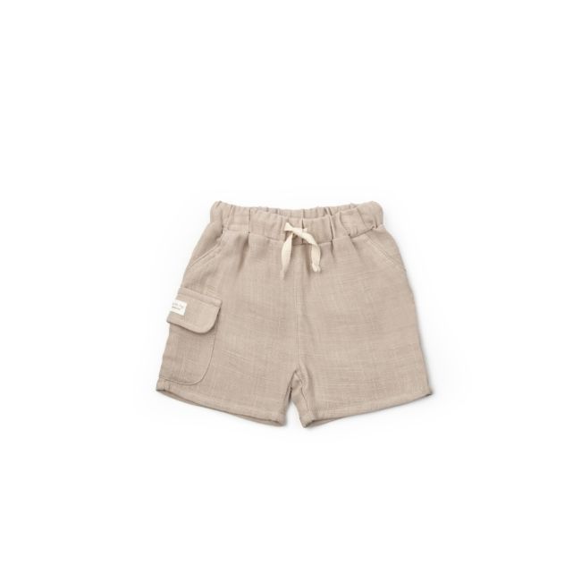 Set tricou ecru cu pantaloni scurti TeddyBear, 100% bumbac organic, BabyCosy (Marime: 3-6 Luni) JEMBC-CSYM7104-3