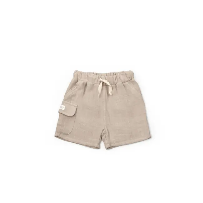 Set tricou ecru cu pantaloni scurti TeddyBear, 100% bumbac organic, BabyCosy (Marime: 3-6 Luni) JEMBC-CSYM7104-3