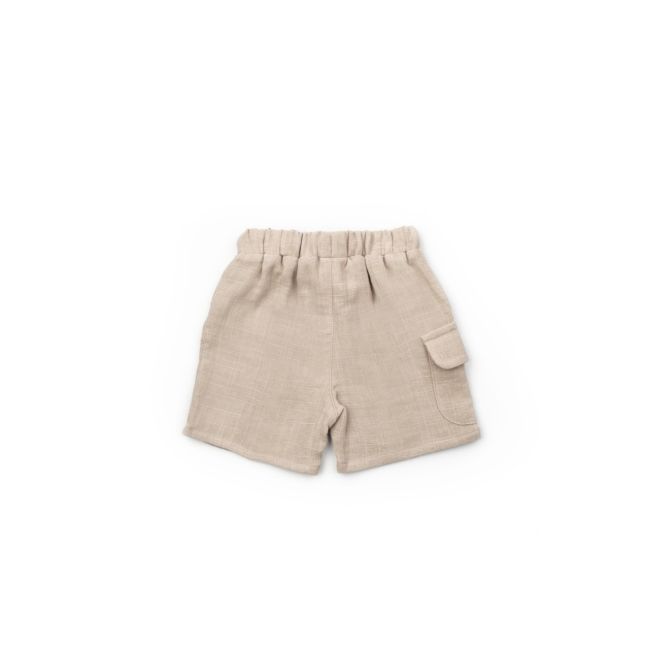 Set tricou ecru cu pantaloni scurti TeddyBear, 100% bumbac organic, BabyCosy (Marime: 9-12 luni) JEMBC-CSYM7104-9