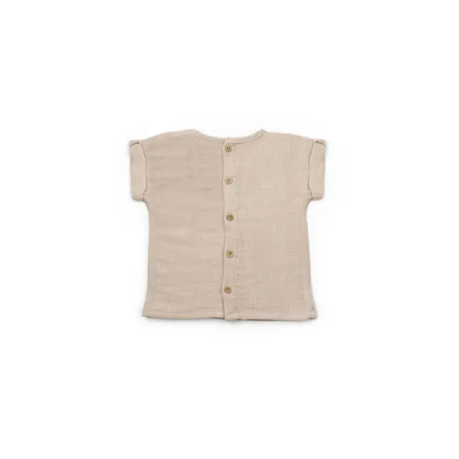 Set tricou maro cu pantaloni scurti TeddyBear, 100% bumbac organic, BabyCosy (Marime: 18-24 Luni) JEMBC-CSYM7103-18
