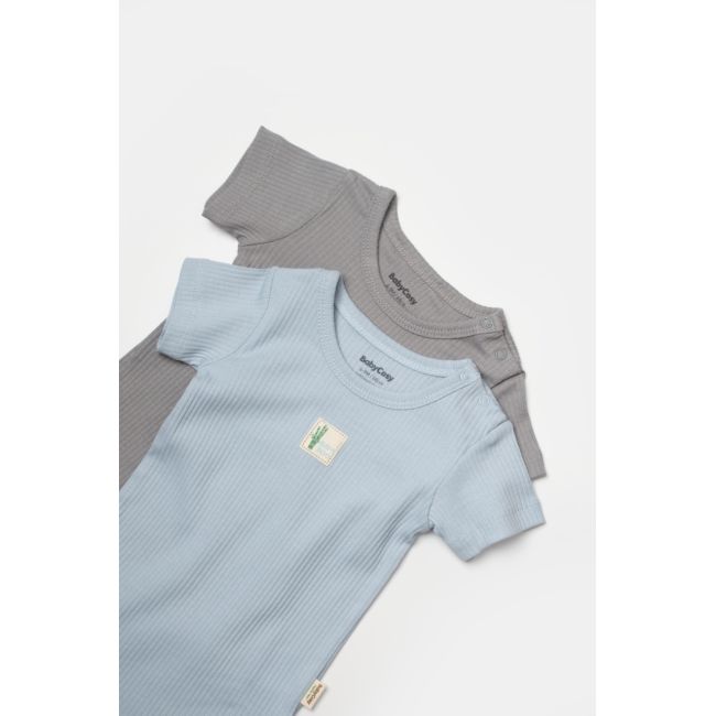 Set 2 body Bamboo, blue, BabyCosy, 50% bumbac+50%bambus (Marime: 3-6 Luni) JEMBC-CSYB9017-3