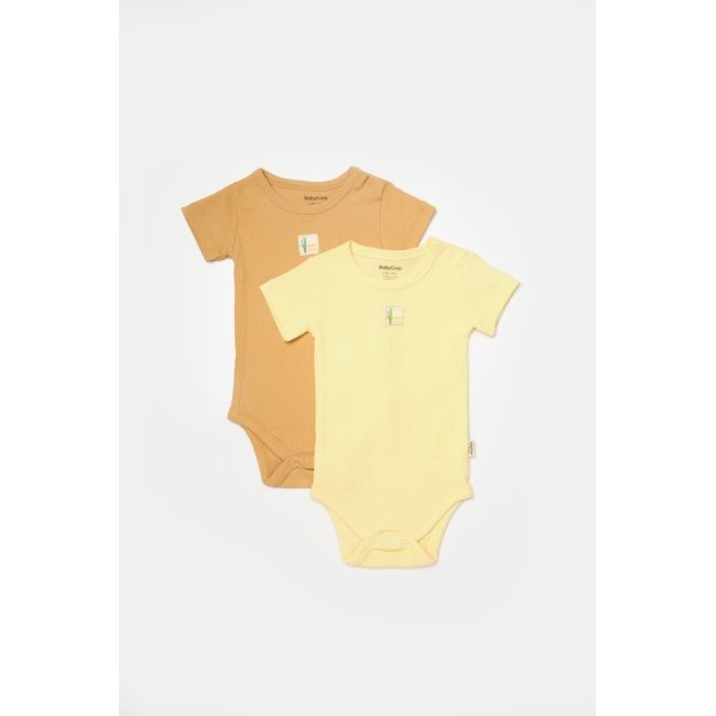 Set 2 body Bamboo, galben, BabyCosy, 50% bumbac+50%bambus (Marime: 3-6 Luni) JEMBC-CSYB9016-3
