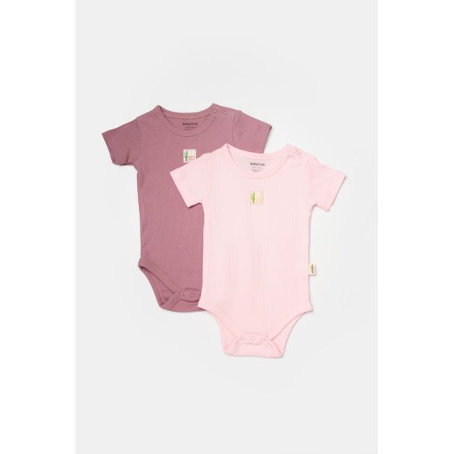 Set 2 body Bamboo,roz, BabyCosy, 50% bumbac+50%bambus (Marime: 3-6 Luni) JEMBC-CSYB9015-3