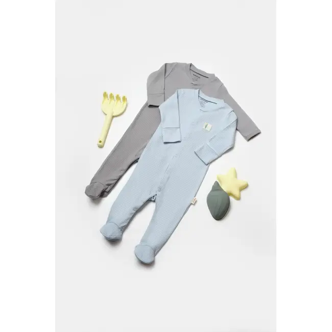 Set 2 salopete lungi Bamboo, blue, BabyCosy, 50%bumbac+50% bambus (Marime: 6-9 luni) JEMBC-CSYB9035-6