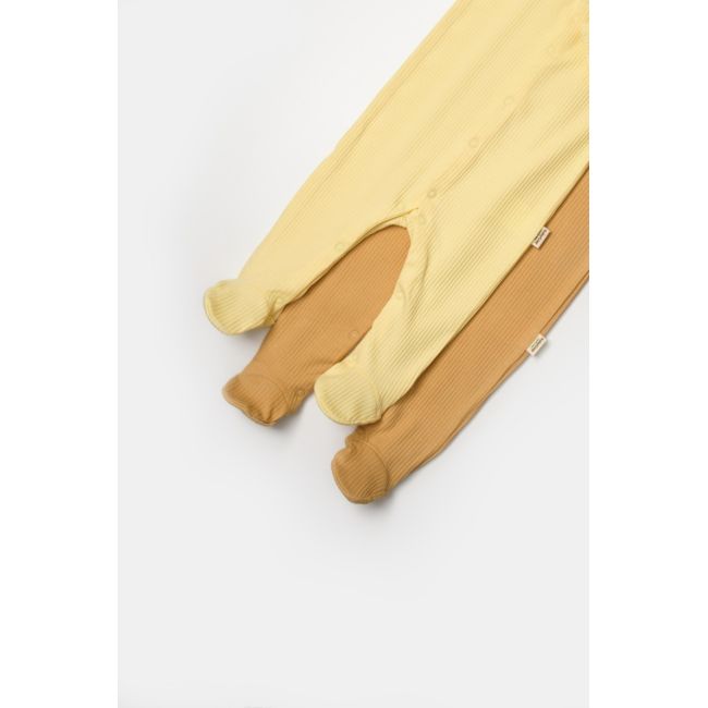 Set 2 salopete lungi Bamboo, galben, BabyCosy, 50%bumbac+50% bambus (Marime: 0-3 Luni) JEMBC-CSYB9034-0