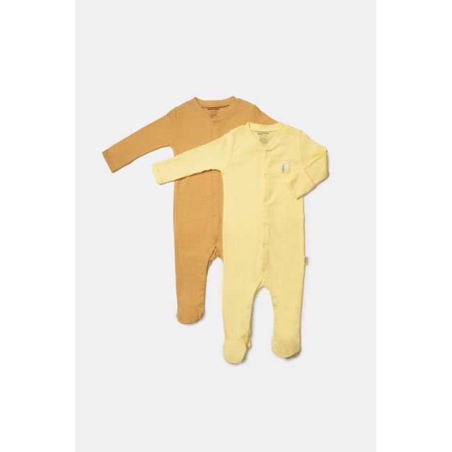 Set 2 salopete lungi Bamboo, galben, BabyCosy, 50%bumbac+50% bambus (Marime: 6-9 luni) JEMBC-CSYB9034-6