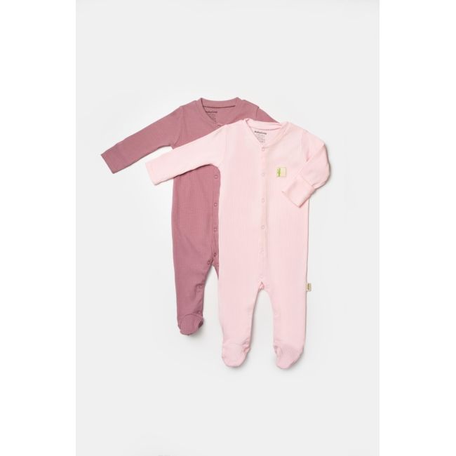 Set 2 salopete lungi Bamboo, roz, BabyCosy, 50%bumbac+50% bambus (Marime: 3-6 Luni) JEMBC-CSYB9033-3