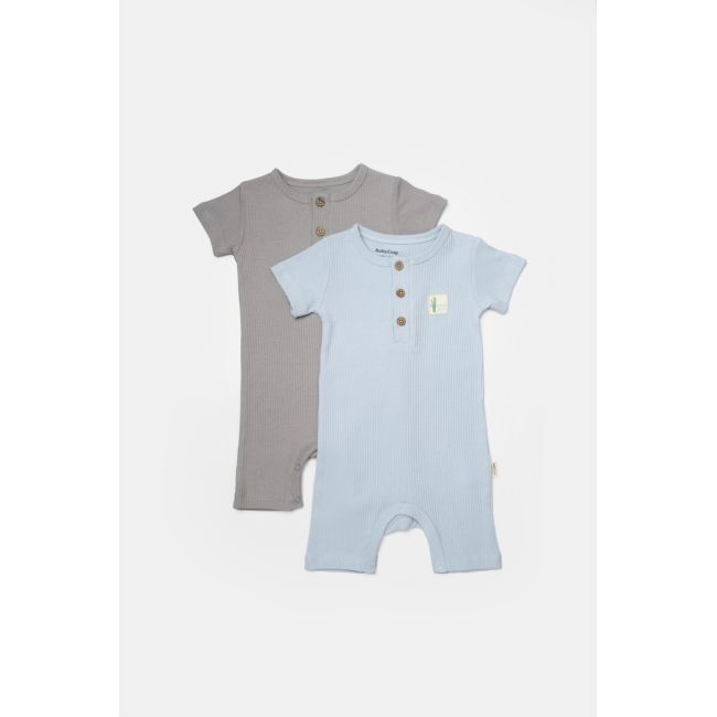 Set 2 salopete scurte Bamboo, blue, BabyCosy, 50%bumbac+50% bambus (Marime: 12-18 Luni) JEMBC-CSYB9038-12