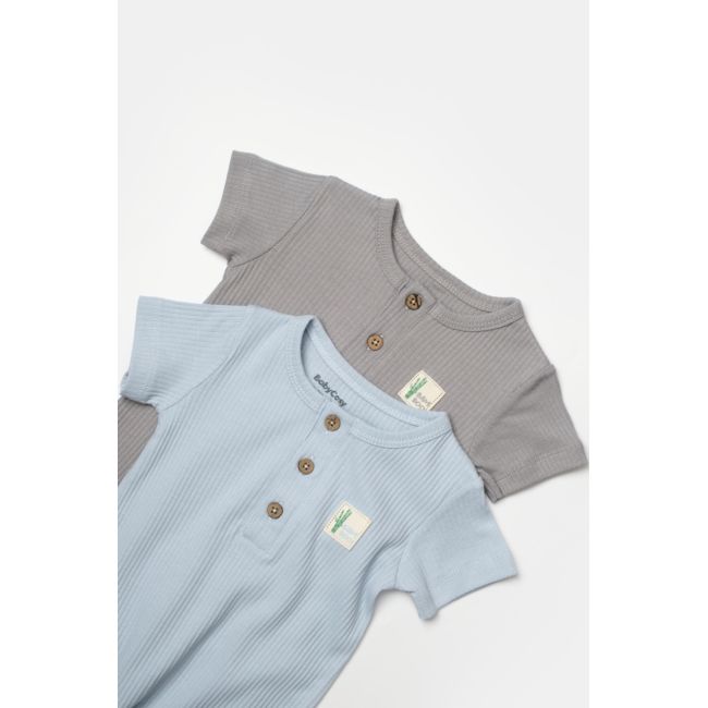 Set 2 salopete scurte Bamboo, blue, BabyCosy, 50%bumbac+50% bambus (Marime: 6-9 luni) JEMBC-CSYB9038-6