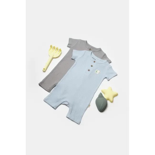 Set 2 salopete scurte Bamboo, blue, BabyCosy, 50%bumbac+50% bambus (Marime: 9-12 luni) JEMBC-CSYB9038-9