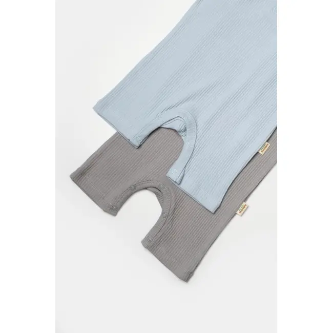 Set 2 salopete scurte Bamboo, blue, BabyCosy, 50%bumbac+50% bambus (Marime: 9-12 luni) JEMBC-CSYB9038-9