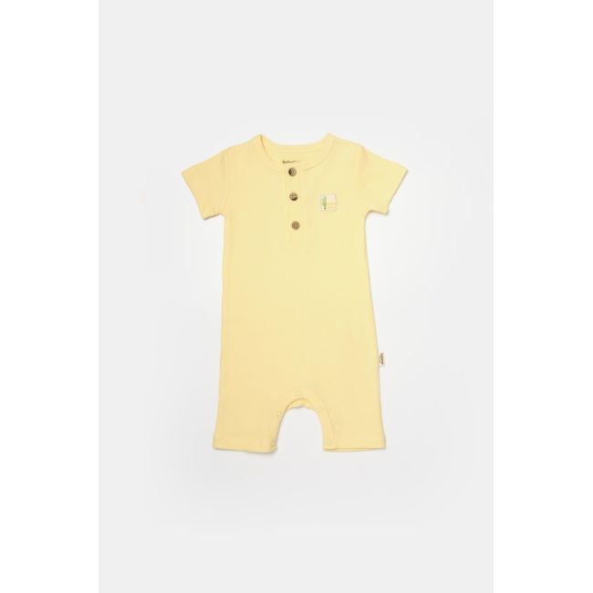 Set 2 salopete scurte Bamboo, galben, BabyCosy, 50%bumbac+50% bambus (Marime: 3-6 Luni) JEMBC-CSYB9037-3