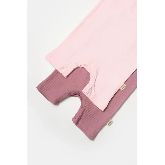 Set 2 salopete scurte Bamboo, roz, BabyCosy, 50%bumbac+50% bambus (Marime: 9-12 luni) JEMBC-CSYB9036-9