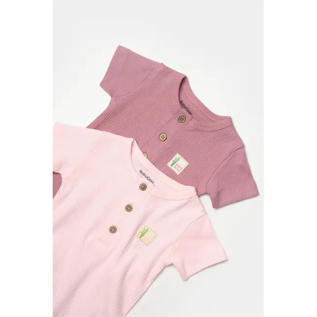 Set 2 salopete scurte Bamboo, roz, BabyCosy, 50%bumbac+50% bambus (Marime: 9-12 luni) JEMBC-CSYB9036-9