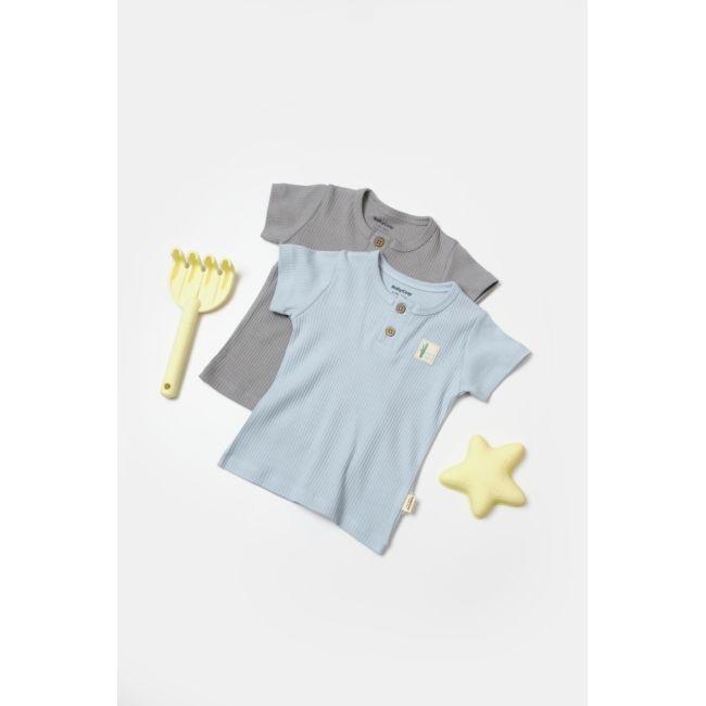 Set 2 tricouri Bamboo, blue, BabyCosy, 50% bumbac+50%bambus (Marime: 6-9 luni) JEMBC-CSYB9023-6