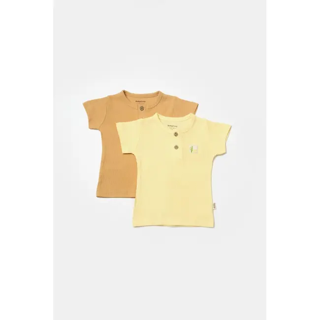 Set 2 tricouri Bamboo, galben, BabyCosy, 50% bumbac+50%bambus (Marime: 3-6 Luni) JEMBC-CSYB9022-3