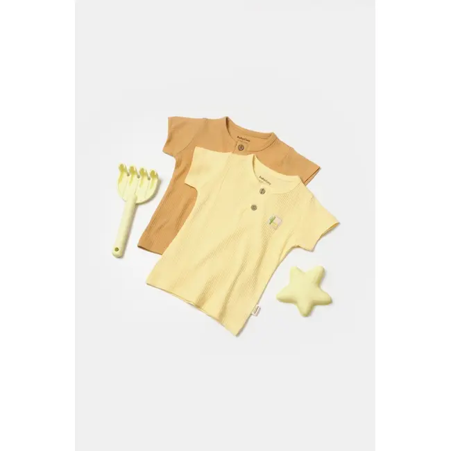 Set 2 tricouri Bamboo, galben, BabyCosy, 50% bumbac+50%bambus (Marime: 6-9 luni) JEMBC-CSYB9022-6