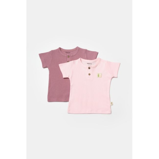 Set 2 tricouri Bamboo,roz, BabyCosy, 50% bumbac+50%bambus (Marime: 3-6 Luni) JEMBC-CSYB9021-3
