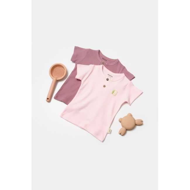 Set 2 tricouri Bamboo,roz, BabyCosy, 50% bumbac+50%bambus (Marime: 6-9 luni) JEMBC-CSYB9021-6