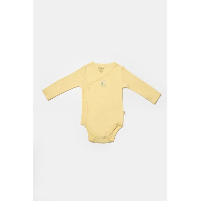 Set 4 piese:body, pantaloni, baveta si caciulita Bamboo, galben, BabyCosy, 50% bumbac+50%bambus (Marime: 0-3 Luni) JEMBC-CSYB9008-0