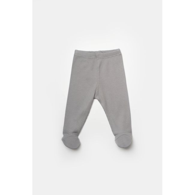 Set 4 piese:body, pantaloni, baveta si caciulita Bamboo, gri, BabyCosy, 50% bumbac+50%bambus (Marime: 6-9 luni) JEMBC-CSYB9011-6