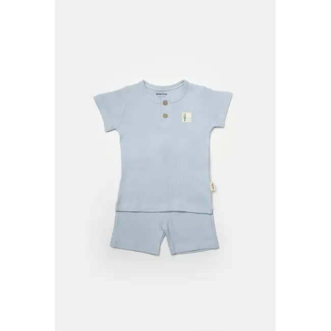 Set tricou cu pantaloni Bamboo, blue, BabyCosy, 50%bumbac+50% bambus (Marime: 12-18 Luni) JEMBC-CSYB9043-12