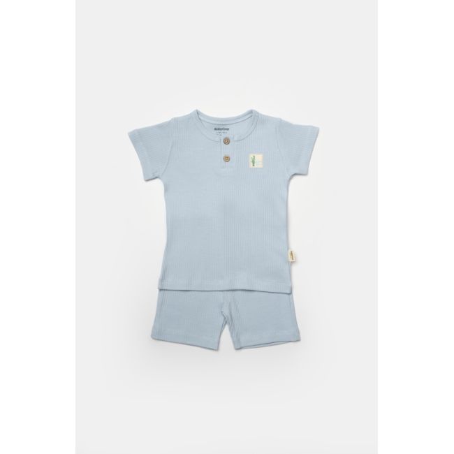 Set tricou cu pantaloni Bamboo, blue, BabyCosy, 50%bumbac+50% bambus (Marime: 6-9 luni) JEMBC-CSYB9043-6