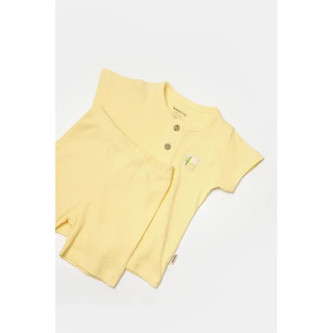 Set tricou cu pantaloni Bamboo, galben, BabyCosy, 50%bumbac+50% bambus (Marime: 18-24 Luni) JEMBC-CSYB9041-18