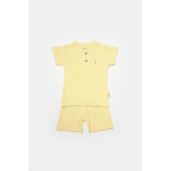 Set tricou cu pantaloni Bamboo, galben, BabyCosy, 50%bumbac+50% bambus (Marime: 3-6 Luni) JEMBC-CSYB9041-3