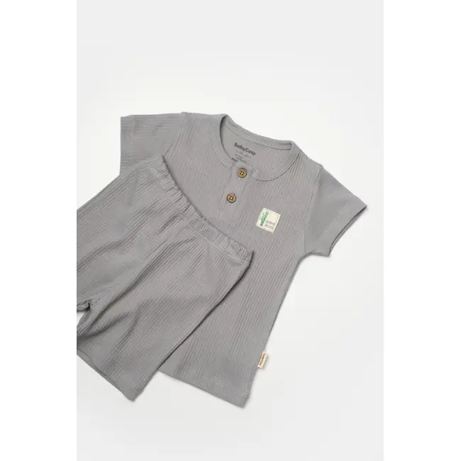 Set tricou cu pantaloni Bamboo, gri, BabyCosy, 50%bumbac+50% bambus (Marime: 18-24 Luni) JEMBC-CSYB9044-18