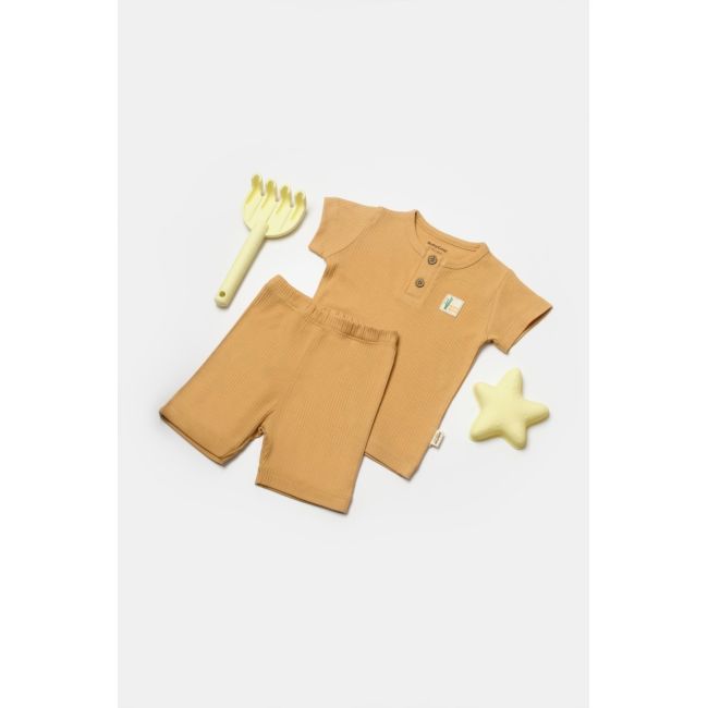 Set tricou cu pantaloni Bamboo, maro, BabyCosy, 50%bumbac+50% bambus (Marime: 18-24 Luni) JEMBC-CSYB9042-18