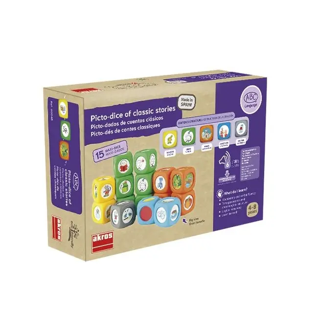 Set 15 cuburi cu povesti story cubes cu ghid pedagogic si suport audio in limba romana - okeakr20048